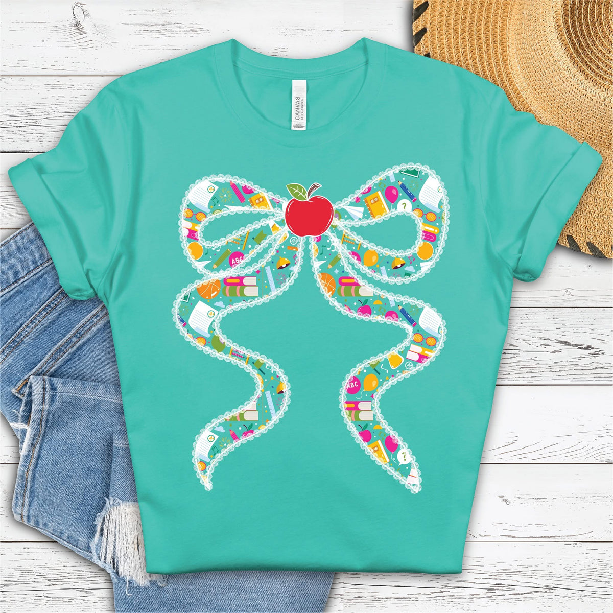 Teacher Bow Tee in Mint