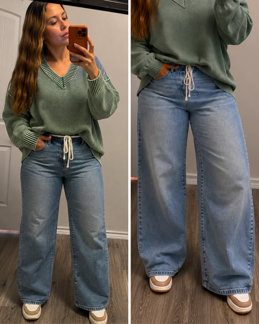 RISEN Relaxed Fit Drawstring Waist Jeans