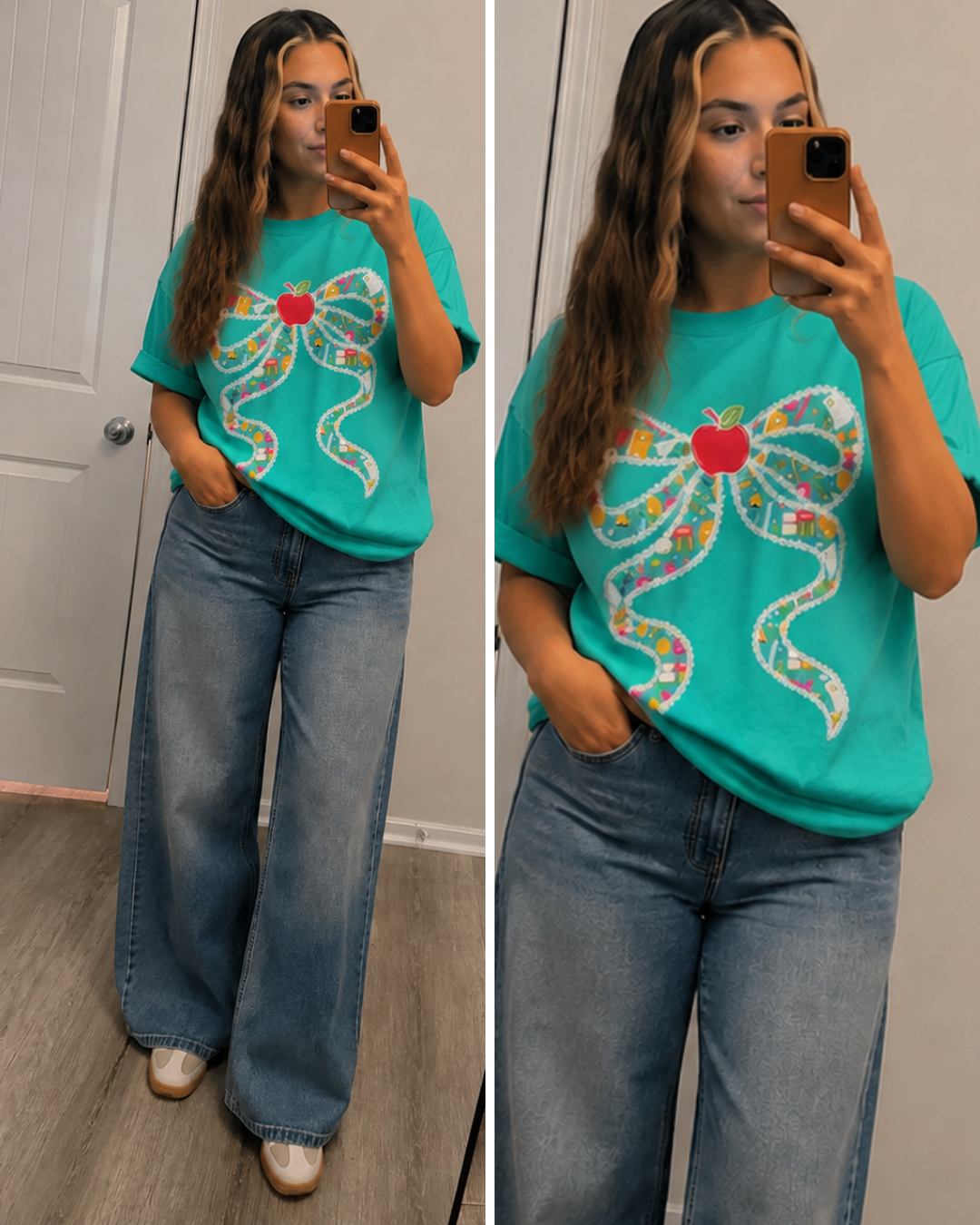Teacher Bow Tee in Mint