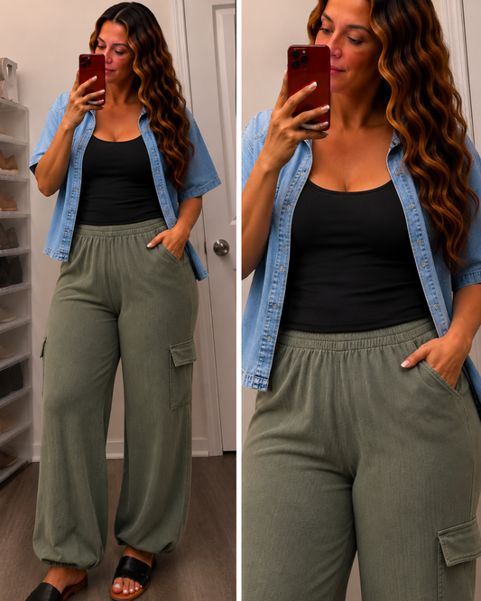 Modern Textured Rib Cargo Pants