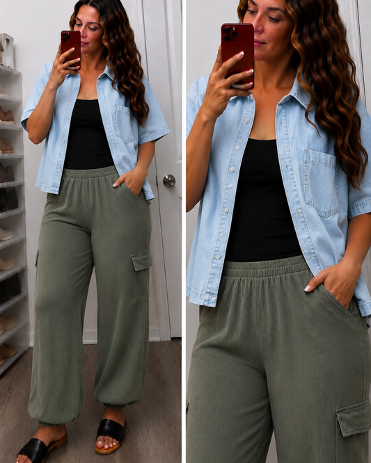 RISEN Oversized Half Sleeve Cropped Shirt