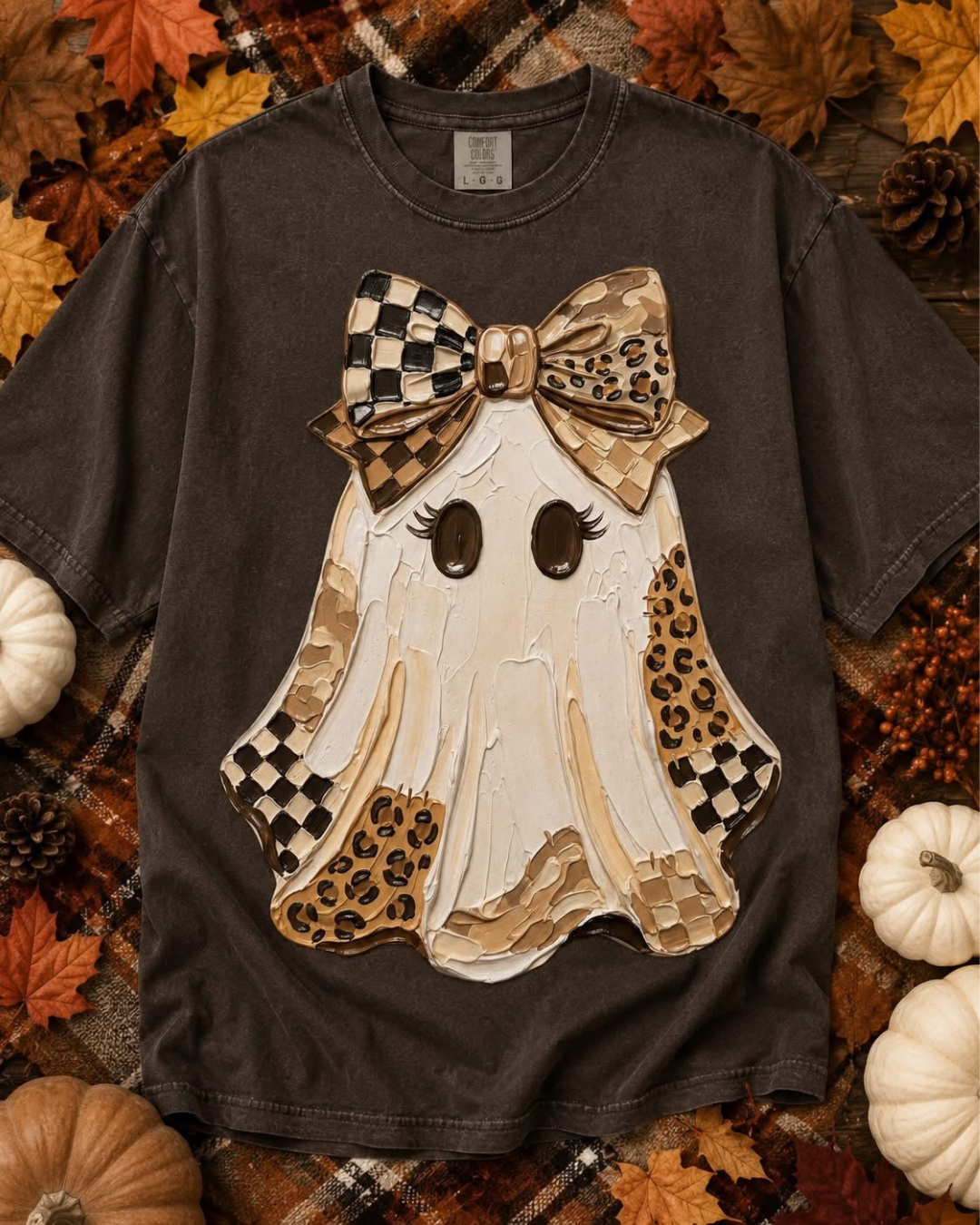 Patchwork Bow Ghost Graphic Tee