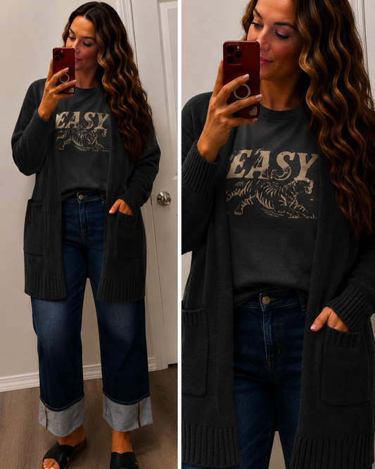 Cozy Day Open Front Sweater Cardigan