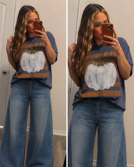 Vintage White Pumpkin Fall Tee